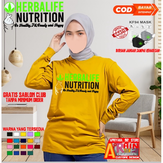 KAOS BAJU HERBALIFE WANITA LENGAN PANJANG PENDEK OVERSIZE JUMBO HERBALIFE AP00138 CINTA HERBALIFE