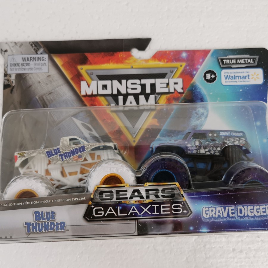 Monster Jam BLUE THUNDER X GRAVE DIGGER Gears and Galaxies HOT WHEELS