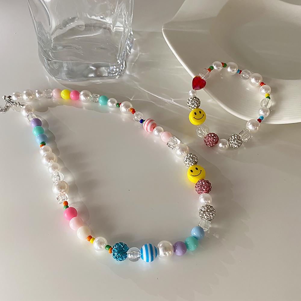 [Elegan] Kalung Mutiara Kreatif Fashion Hati Lucu Choker Gadis Smiley Face Bracelets