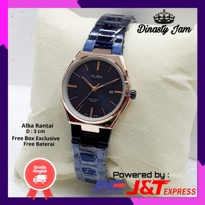 JAM TANGAN WANITA ALBA DATE RANTAI KECIL MURAH CEWEK ANALOG ADA 3 WARNA GRATIS ONGKIR