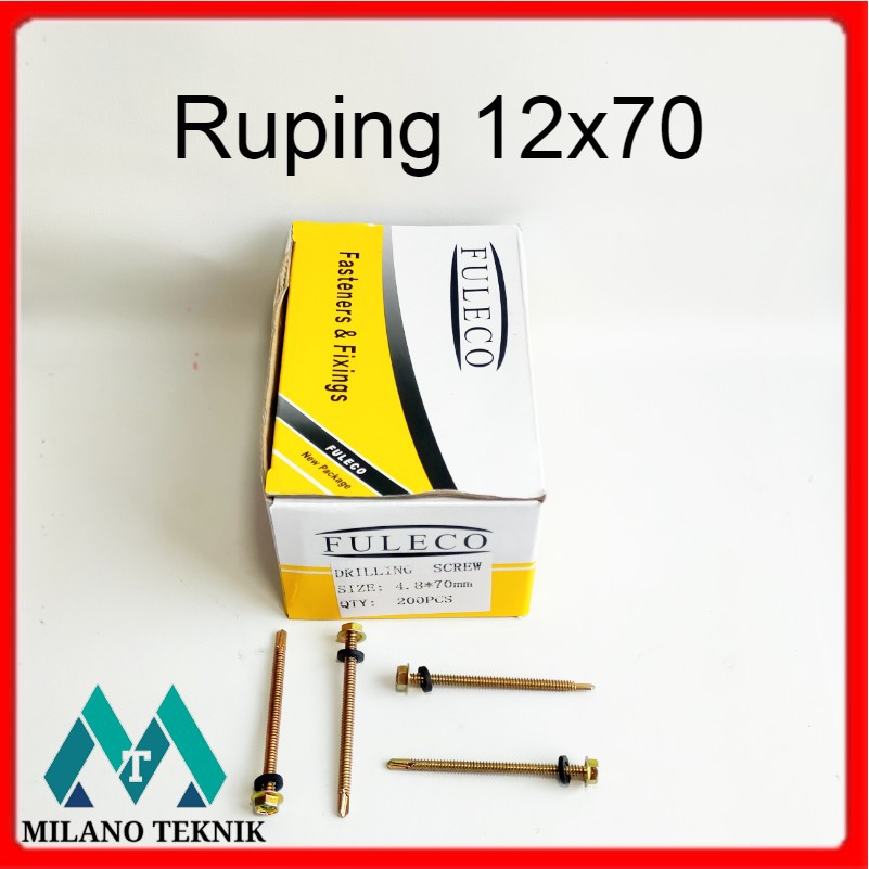 Baut Ruping 12x70 / isi 50pcs self drilling screw / Baut Karet