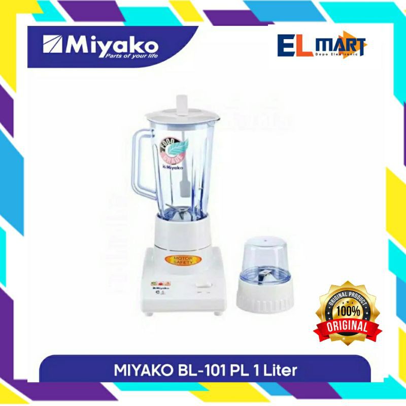 Miyako Blender Plastik Mika 2 in 1 Kapasitas 1 Liter BL 101PL- 101 PL - BL101PL  &amp; penggiling bumbu