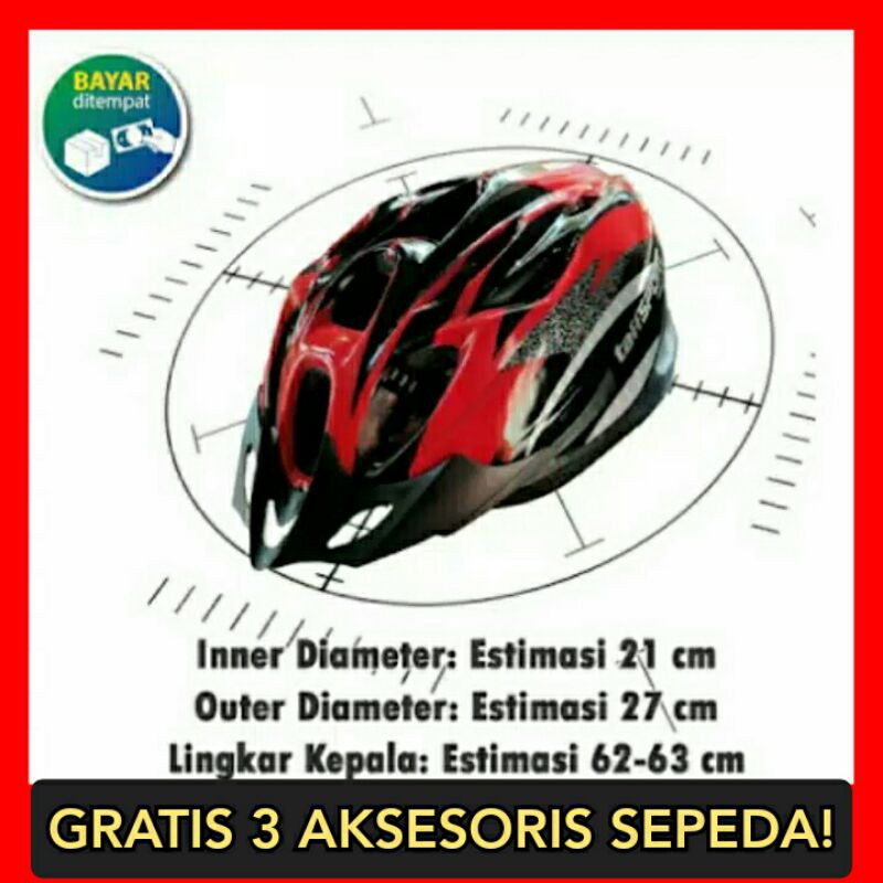 Helm Sepeda Gunung MTB Road bike GRATIS 3 Aksesoris Sepeda