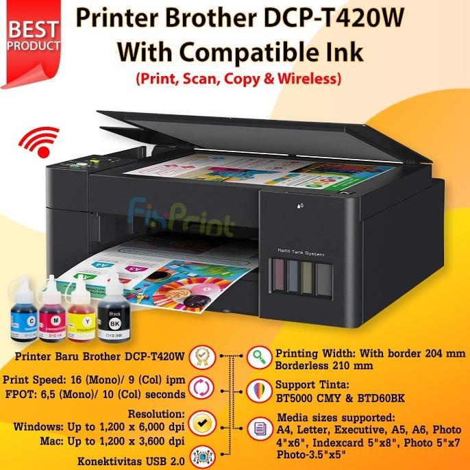 

PRINTER BROTHER DCP-T420W T420 Inkjet AIO Wifi Garansi Print Scan Copy