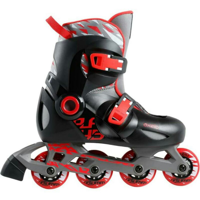 Sepatu roda Oxelo Sepatu roda anak pemula Play 5 Hitam Merah