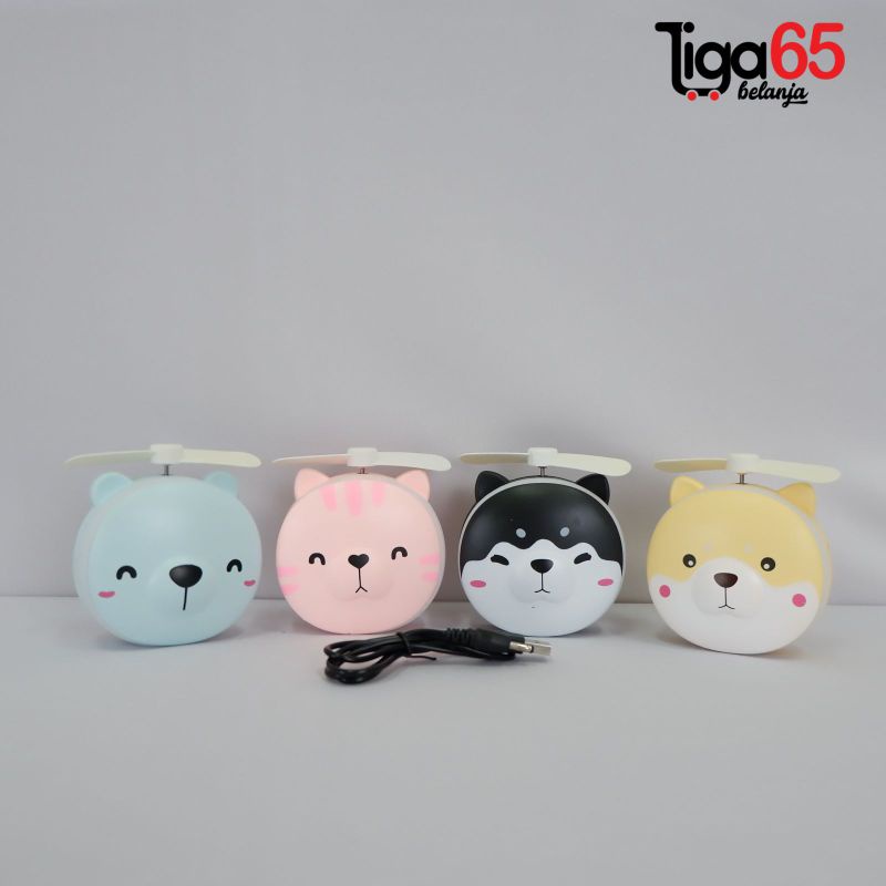 365 Mini Fan Kipas Kecil Portable USB Charger Plush LED / KIPAS MU008-009