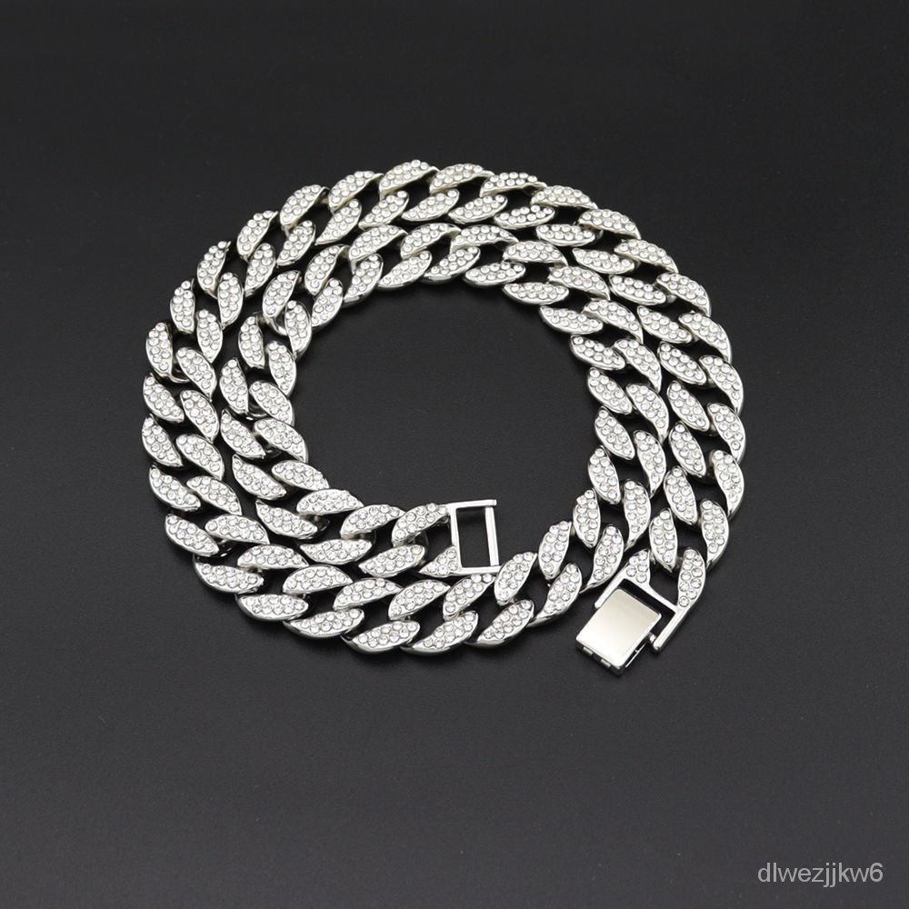 Eropa Hip Hop Street Kuba Link Rantai Full Berlian Tipis Wu Yifan Pria dan WanitainsSelebriti Intern