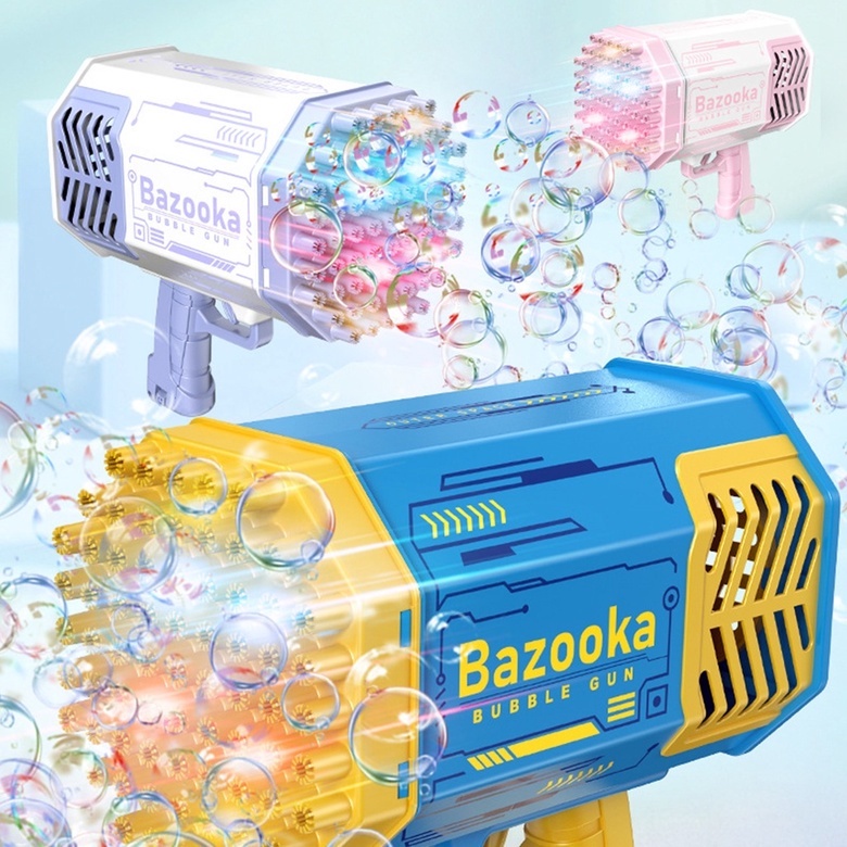 Jual LED Bubble Gun Bazooka 69 Lubang // Pistol Gelembung 69 Lubang