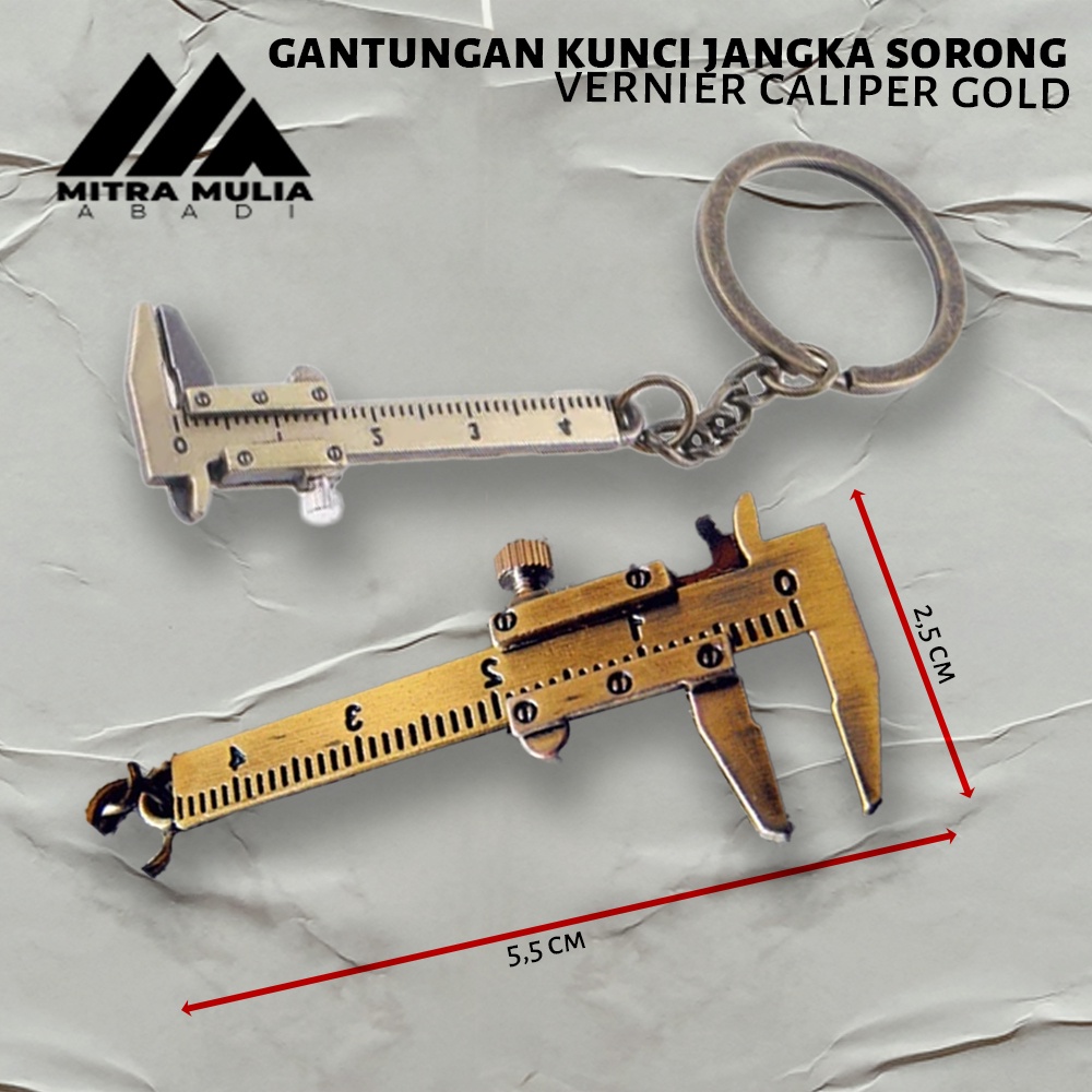 Gantungan Kunci Jangka Sorong | Keychain Jangka Sorong Stigmat Caliper - Gold