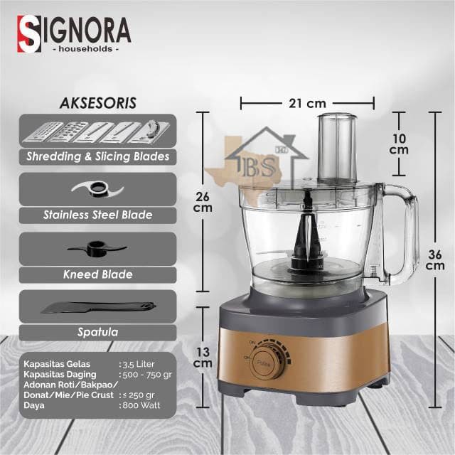 SIGNORA FOOD PROCESSSOR WITH CUBIC CUTTER ALAT PEMOTONG MIXER FOOD