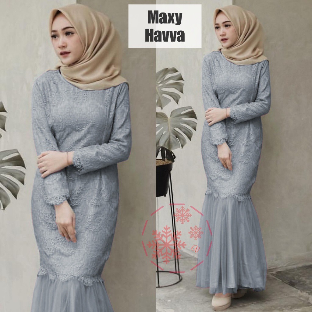 GAMIS MAXI BRUKAT TILE HAVVA / GAMIS MUSLIM / GAMIS KEKINIAN / DRESS MUSLIM TERBARU / FASHION MUSLIM