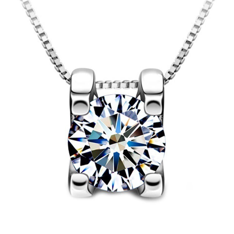 Liontin Kalung Sterling Silver 925 dengan Zircon Inlaid