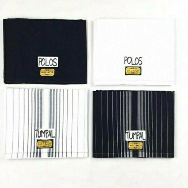 Bhr31au22ᴬ– Sarung Wadimor Hitam / Putih - Polos / Tumpal Salur Garis Black White DewasaMurah Grosir