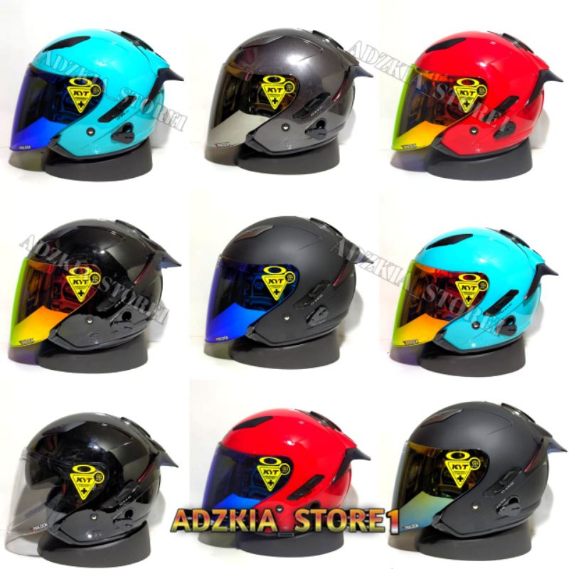 PAKET GANTENG HELM HALF FACE KYT GALAXY FLAT R SOLID