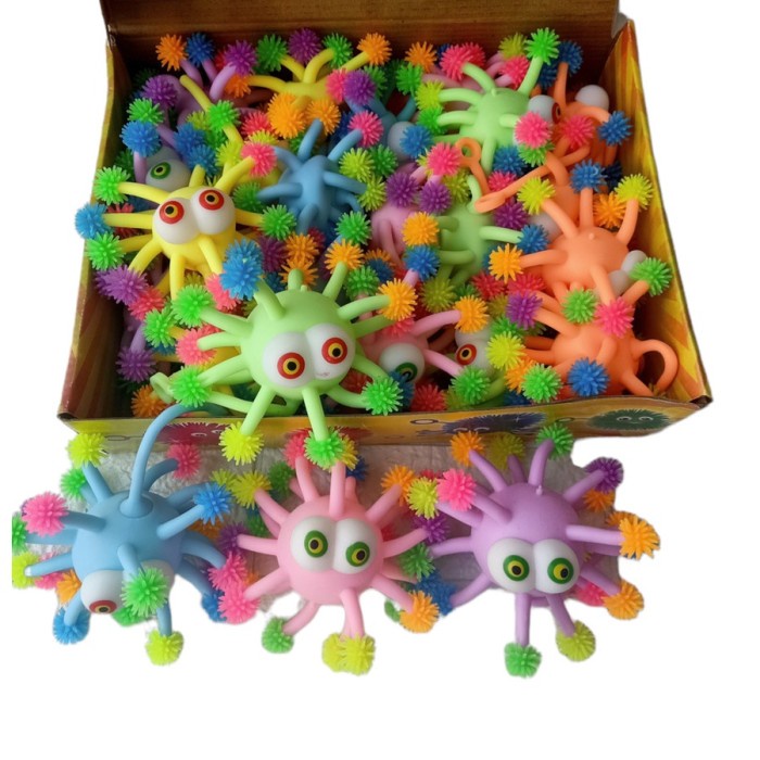 Bola Karet Yoyo Rubber Ball Mainan Anak Bola Karet Duri Ada Lampu