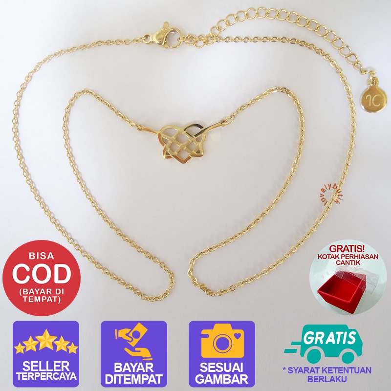 Lovelybutik Kalung Titanium Anti Karat 4ndin Kalung Ikatan Cinta Titanium Anti Luntur Anti Karat