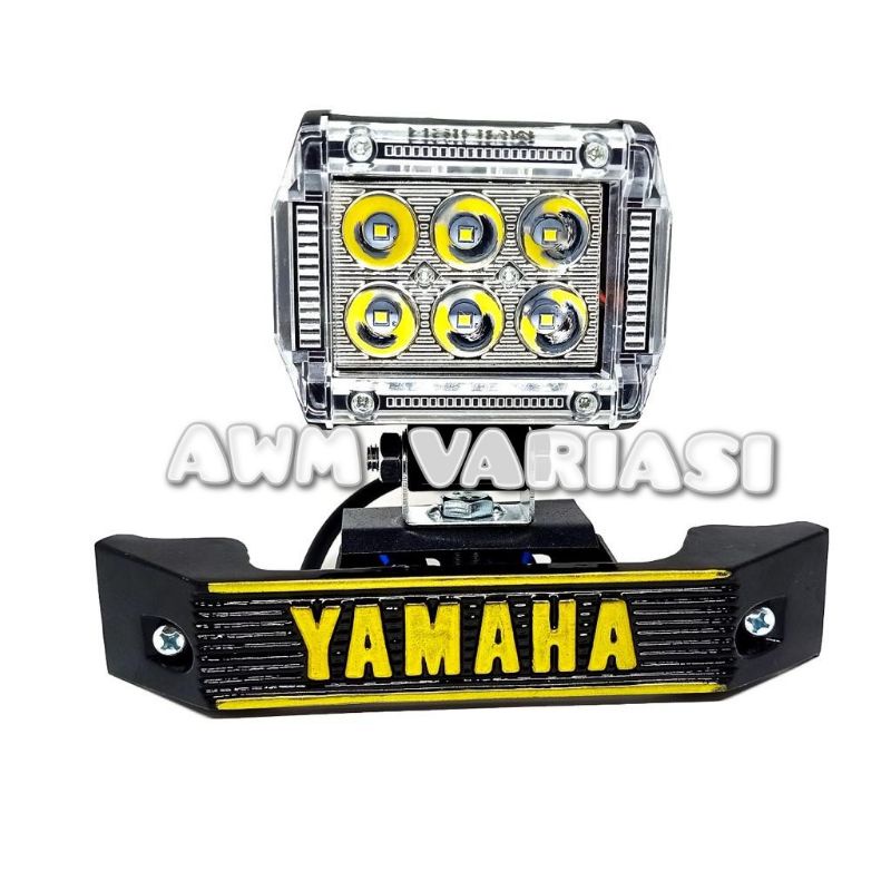 (PAKET)Lampu Depan LED 6,18,24 mata Red + Blue Plus Breket Kumis Motor Yamaha RX - KING RX-Z &amp; RX + Special