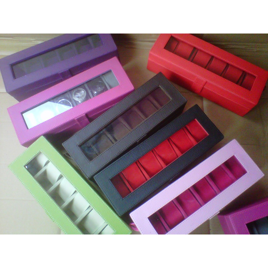 TERMURAH FULL COLOR KOTAK TEMPAT JAM TANGAN ISI 6 / WATCH BOX ORGANIZER