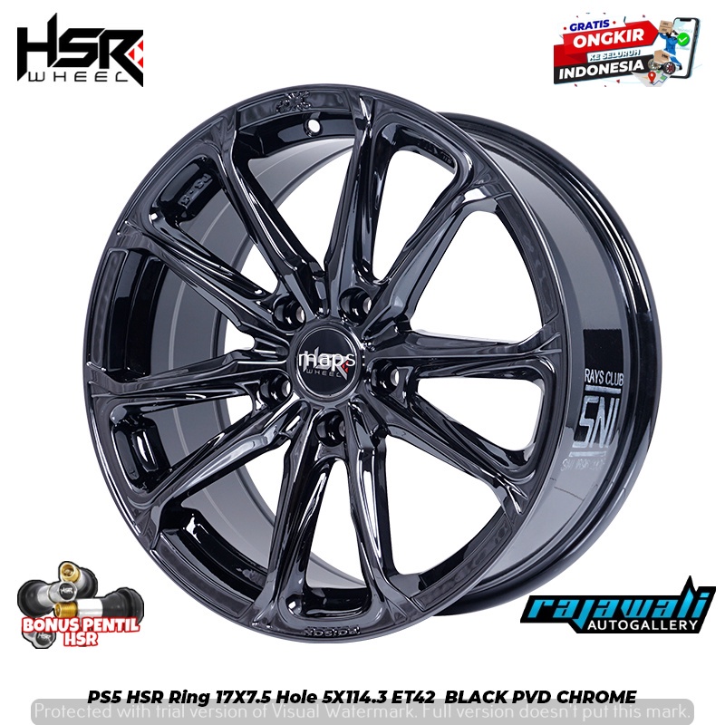 VELG MOBIL SPORTY HSR PS5 RING17 QUTLANDER INNOVA HARIER XOVER NAV1 ALPHARD LEXUS BLACK PVD CHROME G