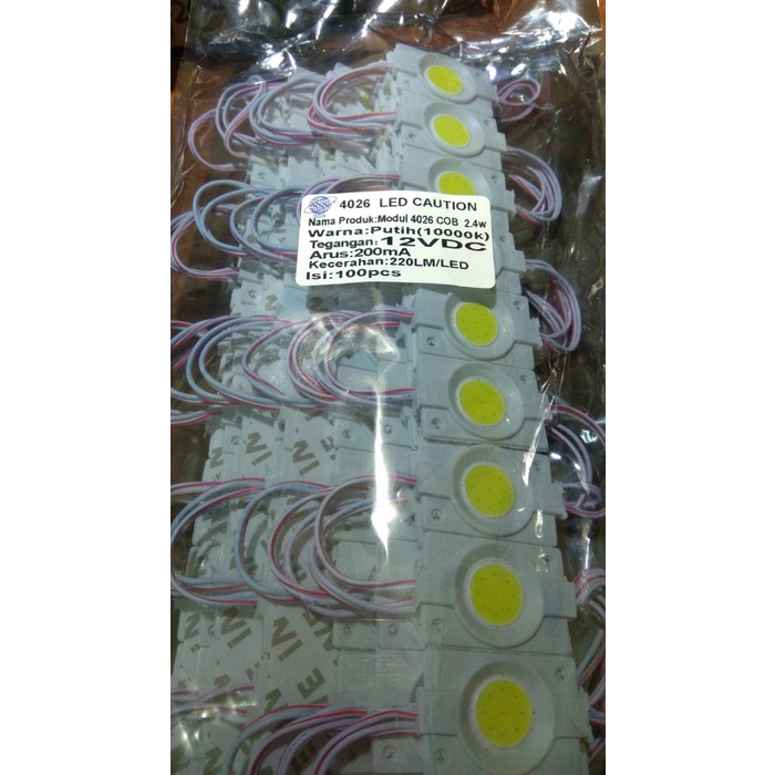 (100 PCS) Lampu LED Modul COB BULAT 4026 12V 2.4W Module 12 Volt 2.4 watt Putih