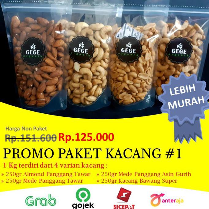 

*PROMO* Paket Murah 1kg isi Almond Panggang, Mede, Kacang Bawang TERPERCAYA Kode 751