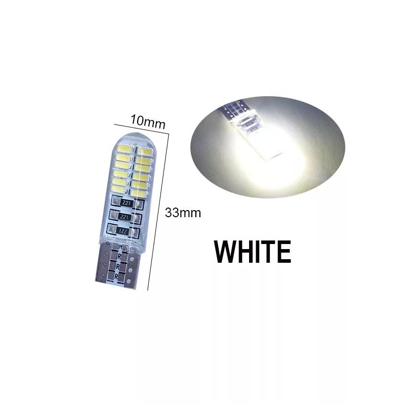 Lampu LED Senja Sen T10 24 LED Crystal Jelly 24 Mata Lampu Mobil & Motor-putih