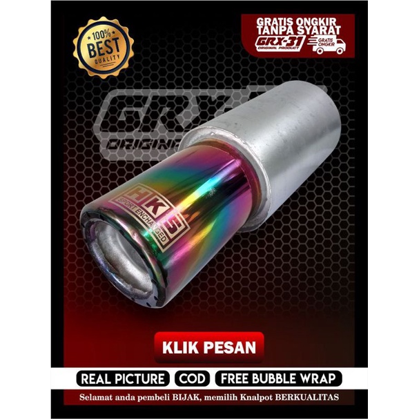 KNALPOT MOBIL HKS GRONEL UJUNG STAINLES PELANGI BASS ADEM UNIVERSAL MUFFLER