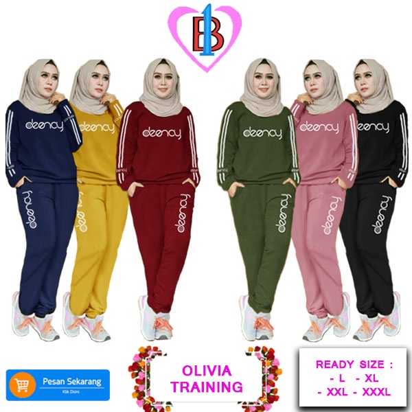 OLIVIA TRAINING Stelan olahraga WanitaTerkini B1-Love 61204-65260-69112-73154 (L-XL-XXL-3XL)