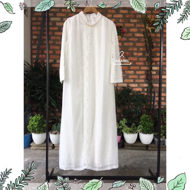 MURAH Gamis putih brokat mewah full furing