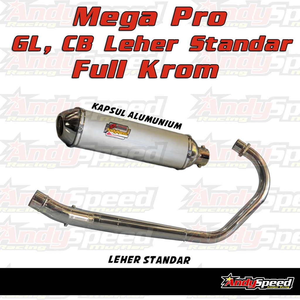 BONUS KAOS Knalpot MEGAPRO GL CB LEHER STANDAR KROM SILINCER KAPSUL merk andy speed