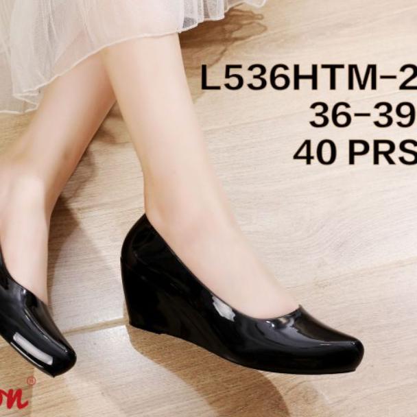 ✳ Birthday Sale L536 Sepatu Jelly Wedges Glanzton Import (Glossy) Ω