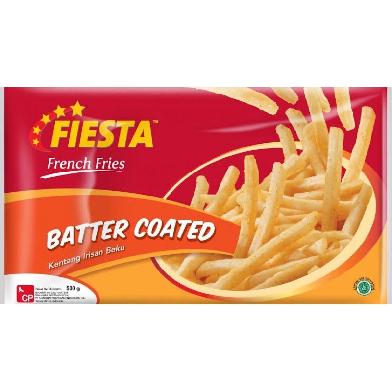 

Fiesta Batter Coated 500gr / Kentang Beku Asin & Mentega