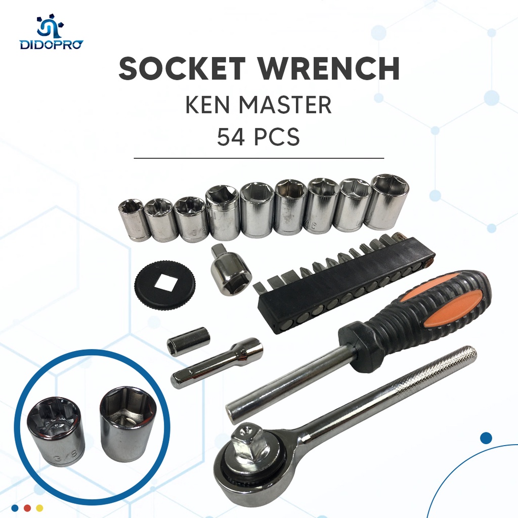 Kunci Sock Set 54pcs Kenmaster / Professional Socket Wrench Set / Socket Set