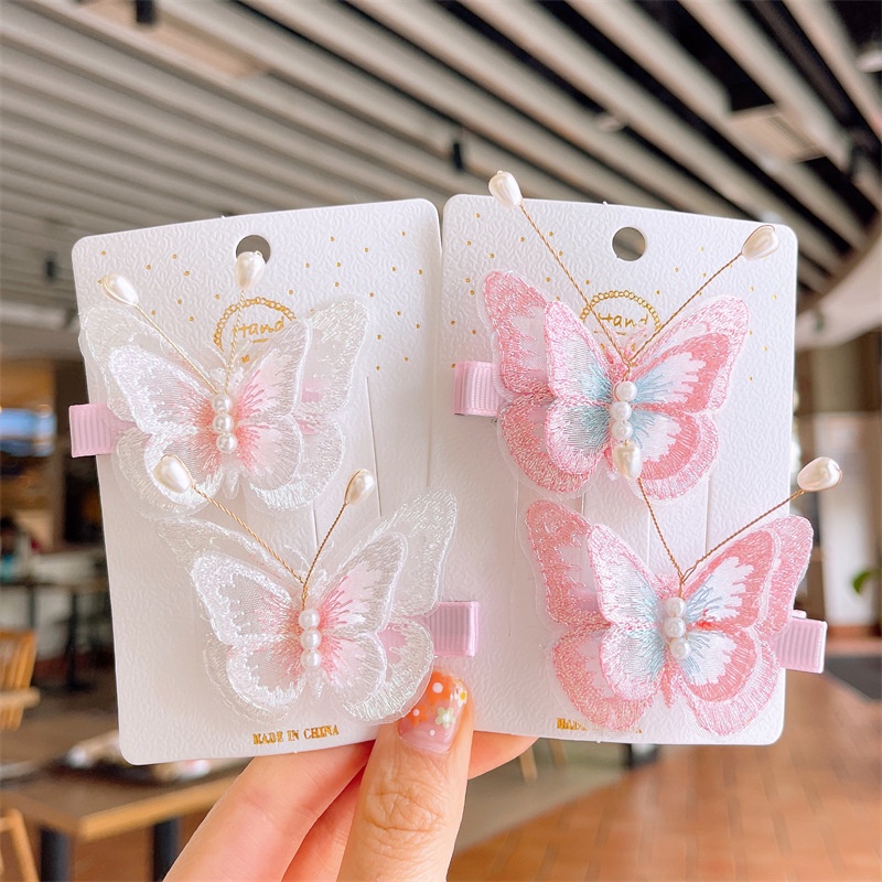 Jepit Rambut Kupu Kupu Butterfly Mutiara 2pcs Hair Pin Aksesoris Korean Style