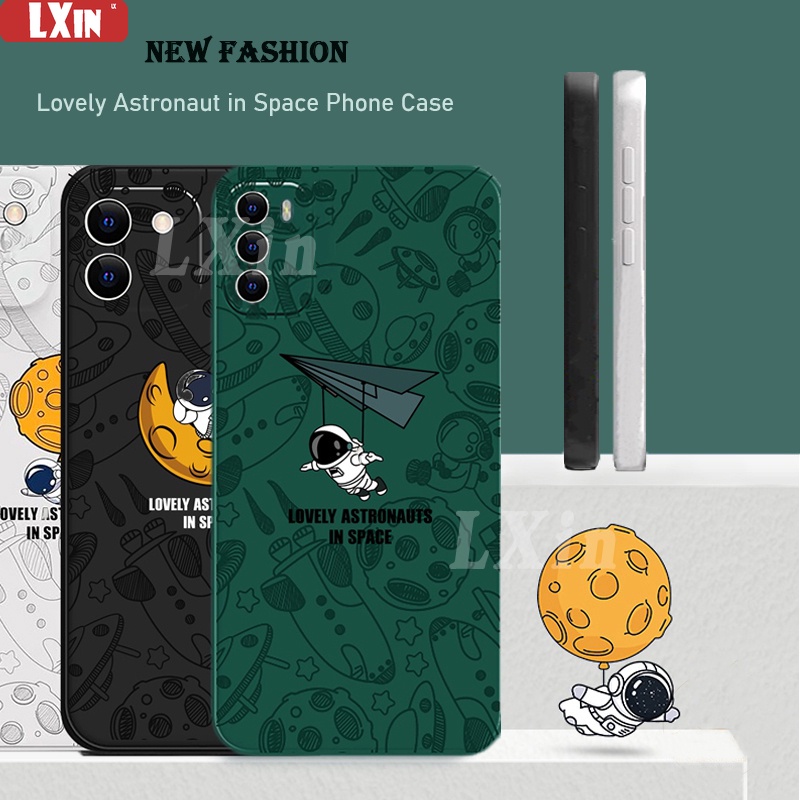 Soft Case OPPO A17 Reno 8T A57 A77 A16 A15 A54 A94 Reno 7 4G 5F 4F A53 A33 A52 A92 A5S A12 A7 A1K A3S F9 A37 Reno 6 C11 Motif Astronot