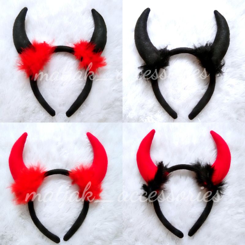 Bando Halloween Bando Tanduk Devil Bulu Sexy Bando Iblis Bando evil untuk Pesta Kostum