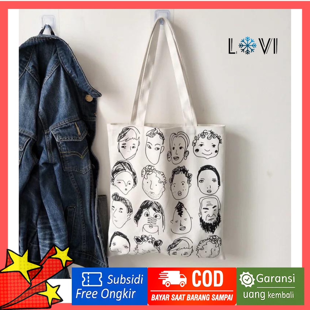 Tote Bag Resleting Wanita Aesthetic Motif People Face expression SWAG [BISA COD]