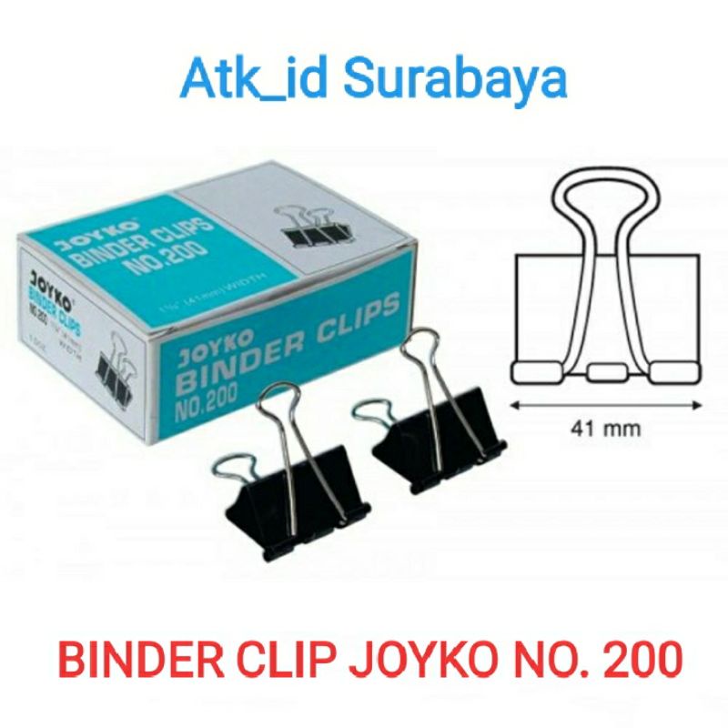 

Binder Clip JOYKO No. 200 / Penjepit Kertas ( 1Pak = 12pc ).