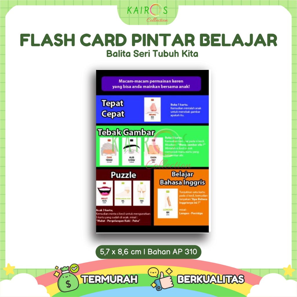 Flashcard / Flash card Kartu Pintar Belajar Balita Seri Tubuh Kita