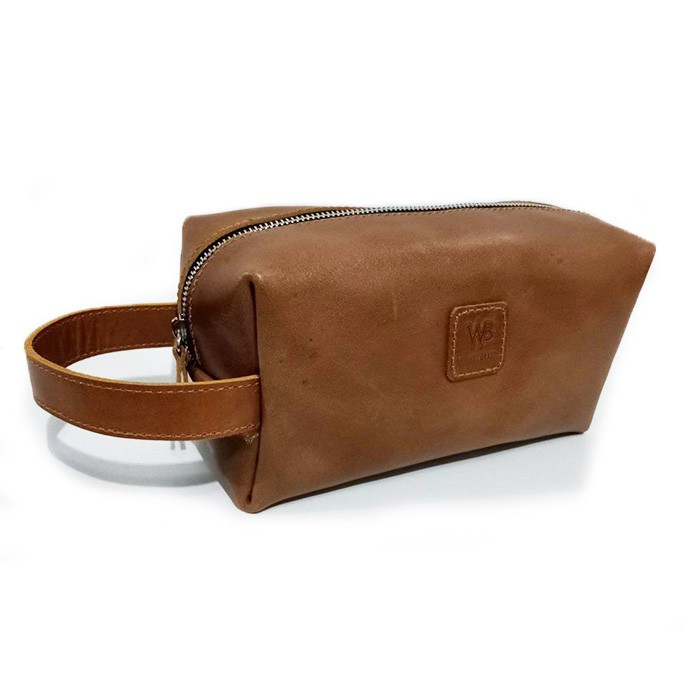 Tas Pouch Clutch Kulit Asli Sapi Warna Coklat Tan Garansi 1 tahun