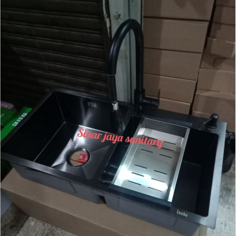 Paket komplit kitchen sink inobe 8245 hitam / Kitchen sink inobe 8245 black