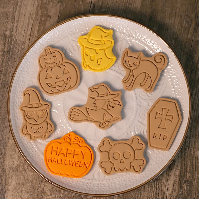 8pcs Cetakan Pemotong Biskuit Bahan Plastik Untuk Halloween