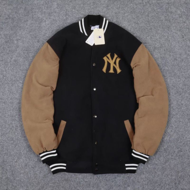 Jaket Varsity Bomber MLB Ny Yankees Hitam Coklat