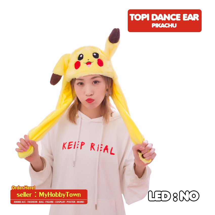 Topi Pokemon Pikachu Moving Ear Korea