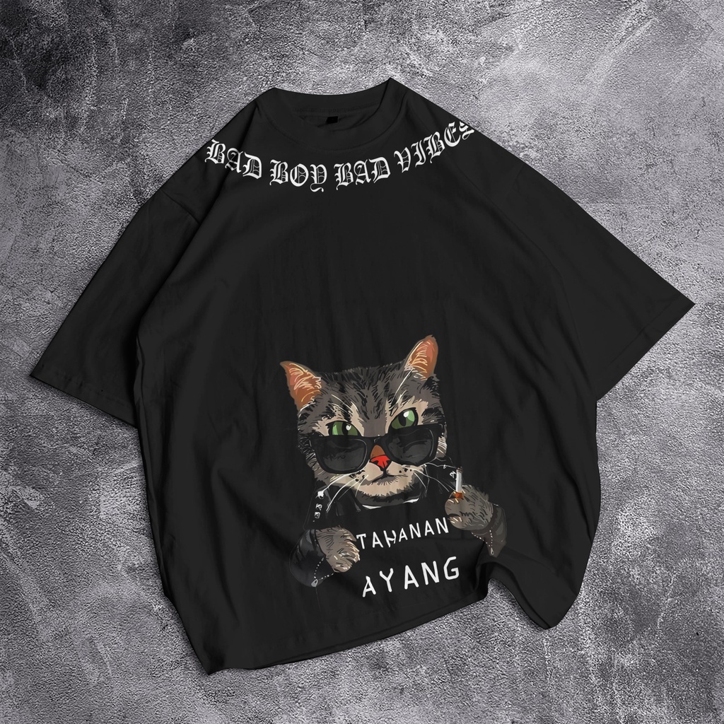 KOSPOLOSBDG Kaos Oversize Kucing Black V2 Unisex Casual