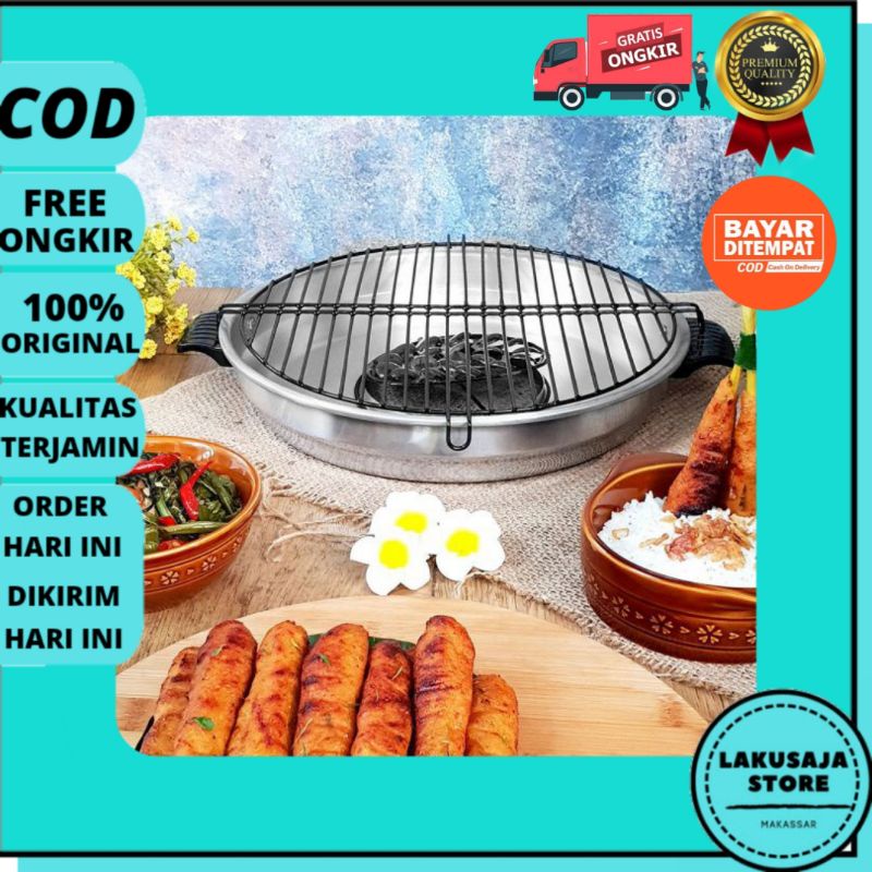 Pembakaran Alat Panggang Sate Sosis Ikan Bakar  Maspion Fancy Grill 33 cm Aluminium Murah Terbaru