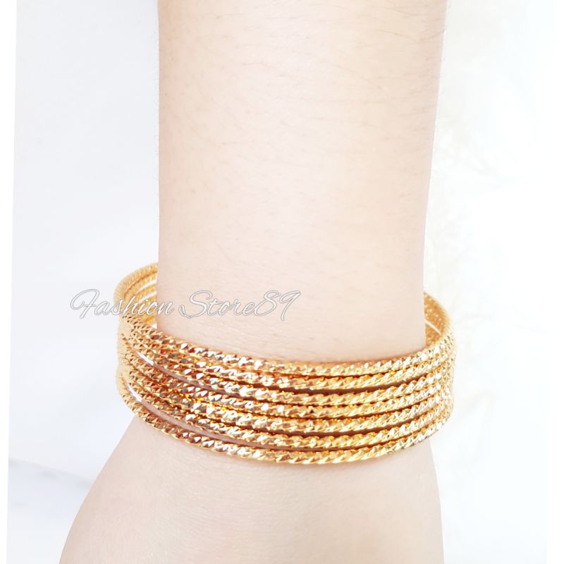 Gelang set-12 keroncong (perhiasan lapis emas 18k) Gelang keroncong isi 12pcs set 7 dan set 3