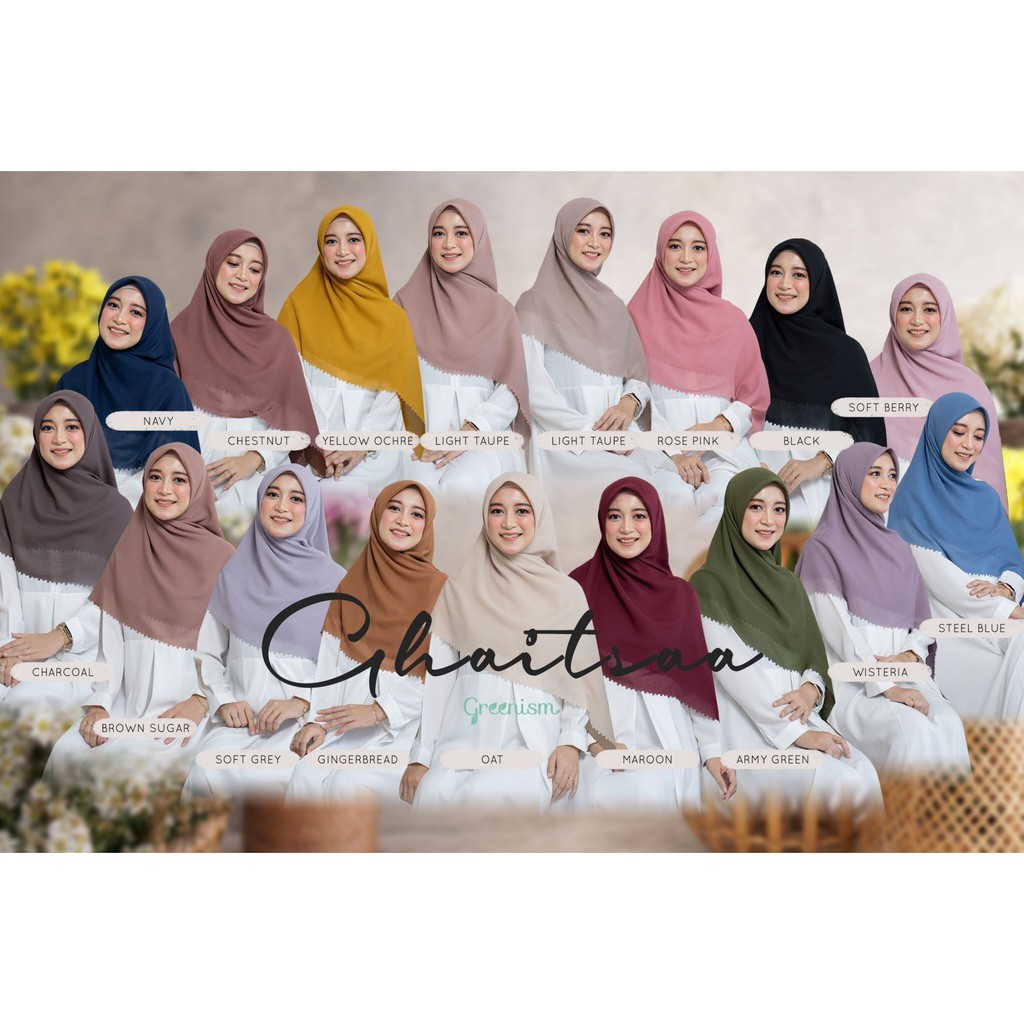 Ghaitsaa Scarf Greenism | Segiempat Voal Laser Cut Voile Lembut Halus Premium Polos 125cm Hijab