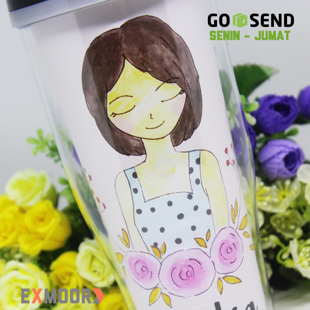 Tumbler Kado Ulang Tahun Wanita Doodle Non Hijab