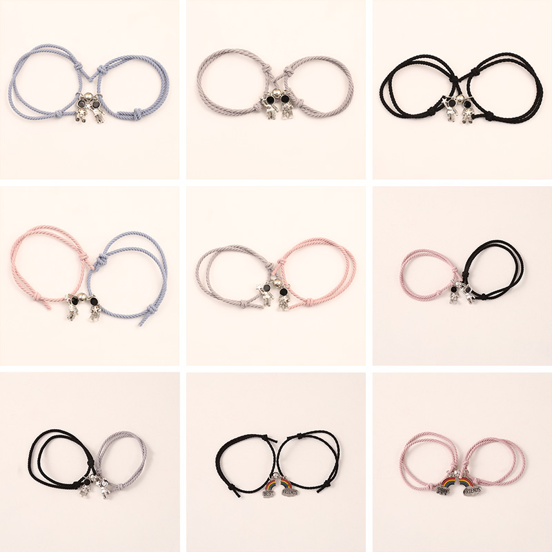 2 Pcs Couple Attracting Bracelet Personalized Creative Hand Strap Simple Token Jewelry